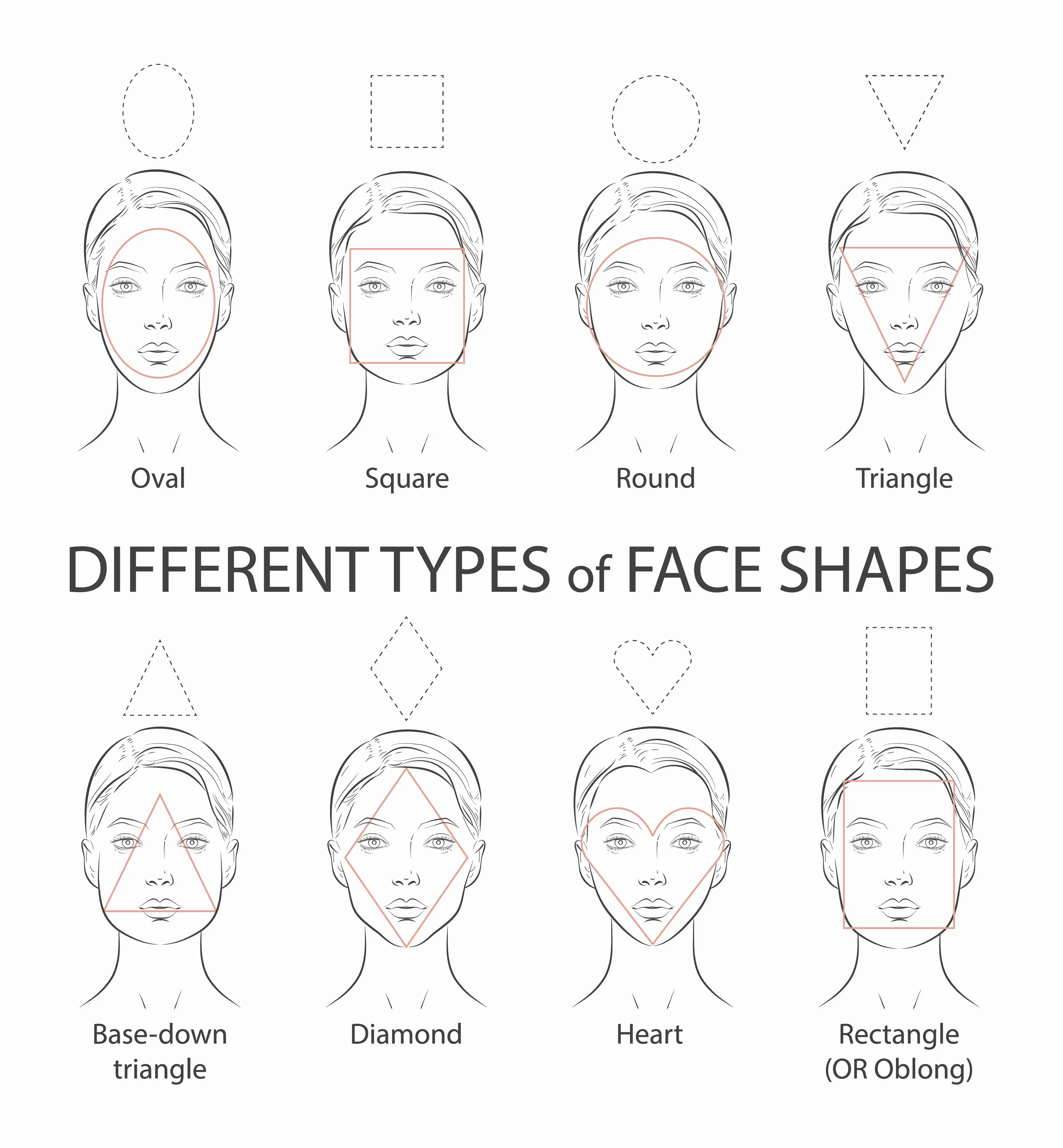 Illustrations of the different face shapes
