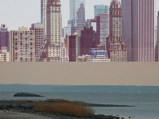 NYC skyline and a tranquil Connecticut shoreline