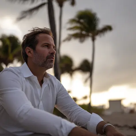 Man on a beach thinking about what to do to improve his life and remain sober