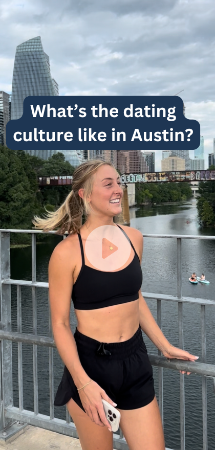 A woman being interviewed about dating in Austin, Texas