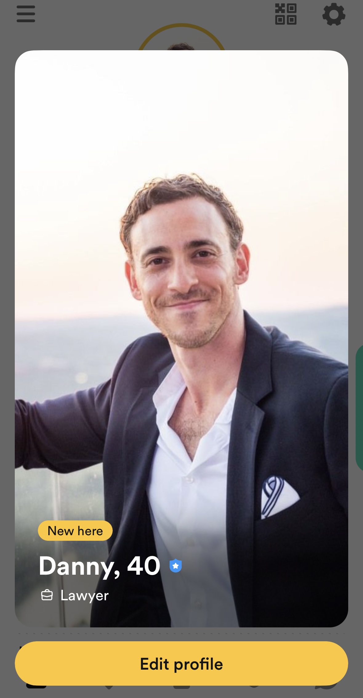 Danny Goldstein's Bumble profile when he was single