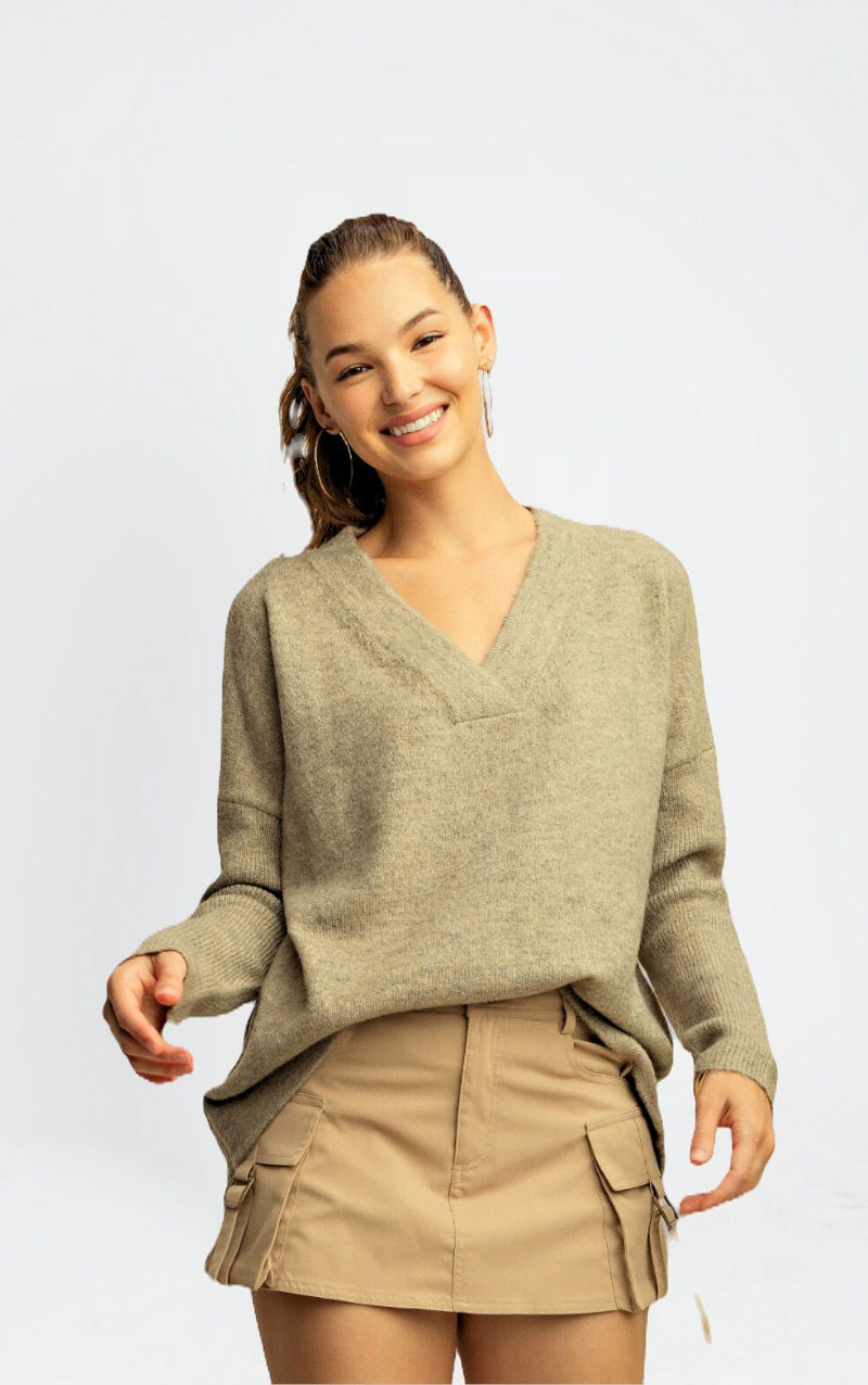 Thumbnail: Josie  oversized  V- neck sweater