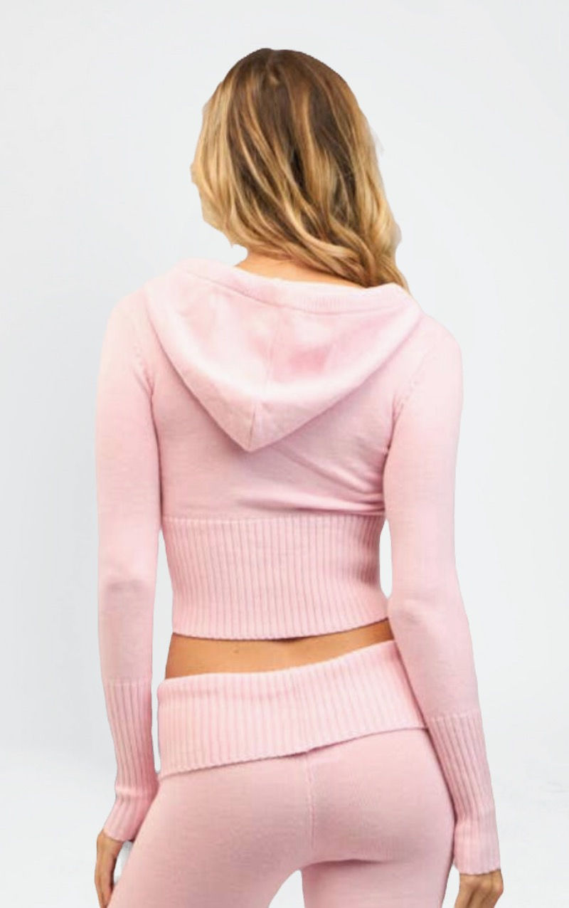 Thumbnail: Bella Knit Crop Top Hoodie