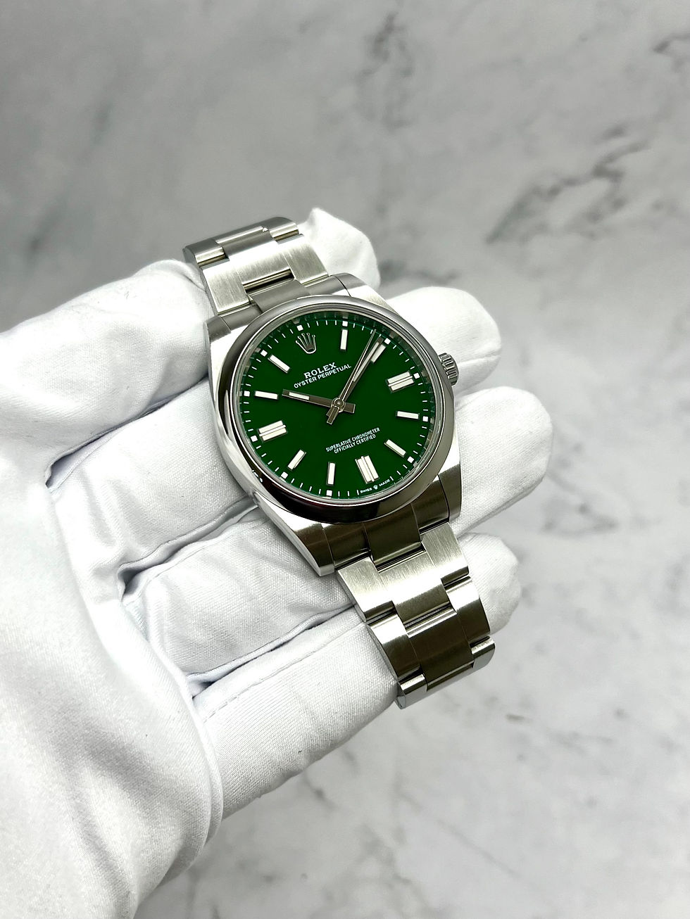 Thumbnail: ROLEX OYSTER PERPETUAL 41MM GRÜN 124300 FULLSET 
