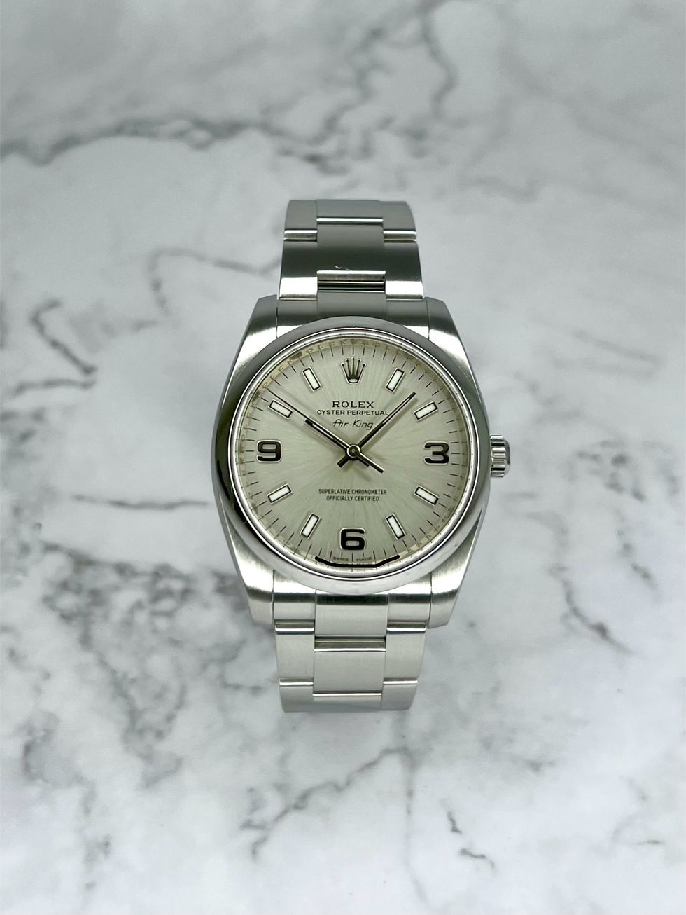 ROLEX OYSTER AIR KING 34MM SILBER FULLSET 114200