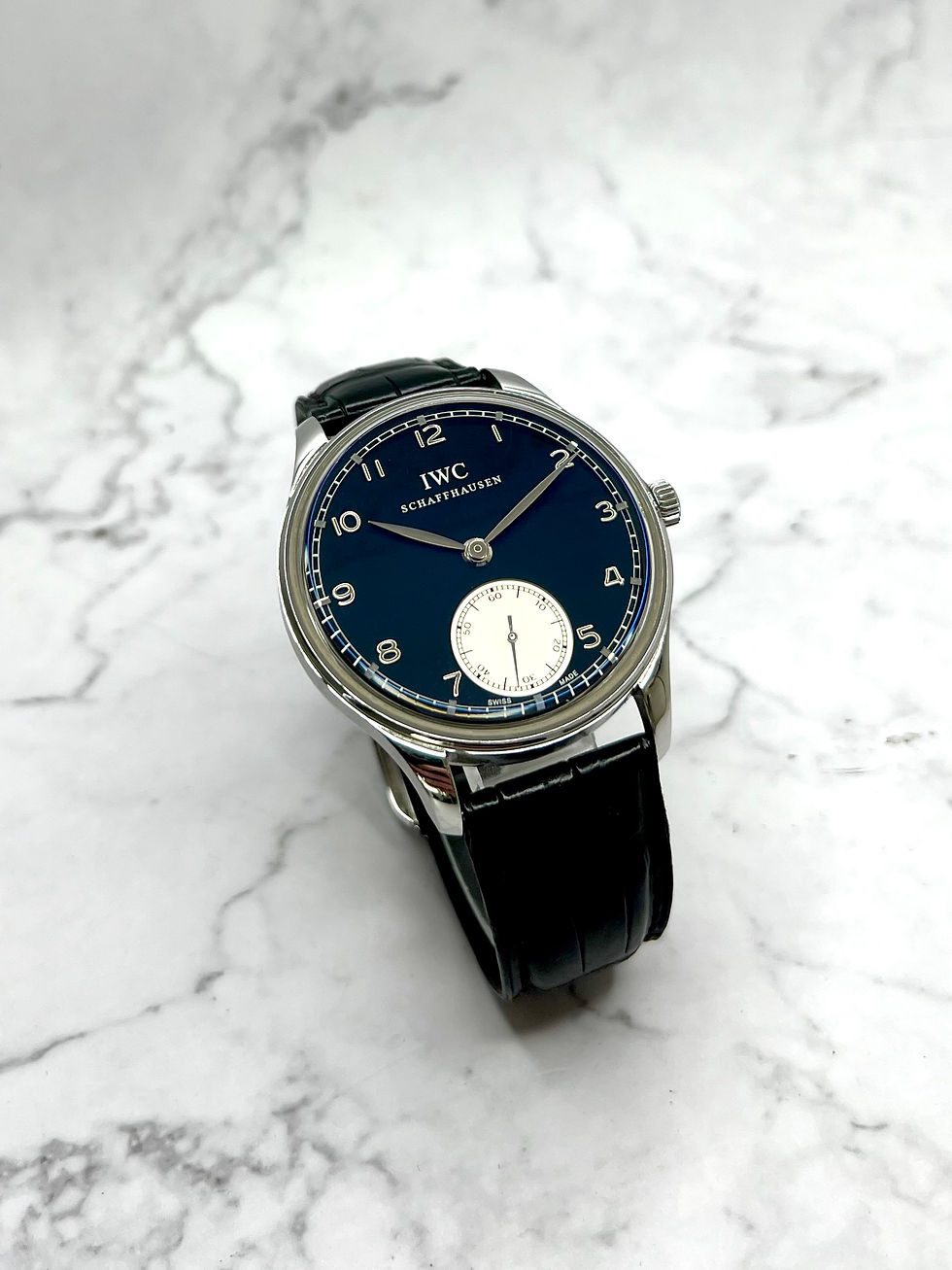 Thumbnail: IWC PORTUGIESER HANDAUFZUG SCHWARZ 44MM GLASBODEN 