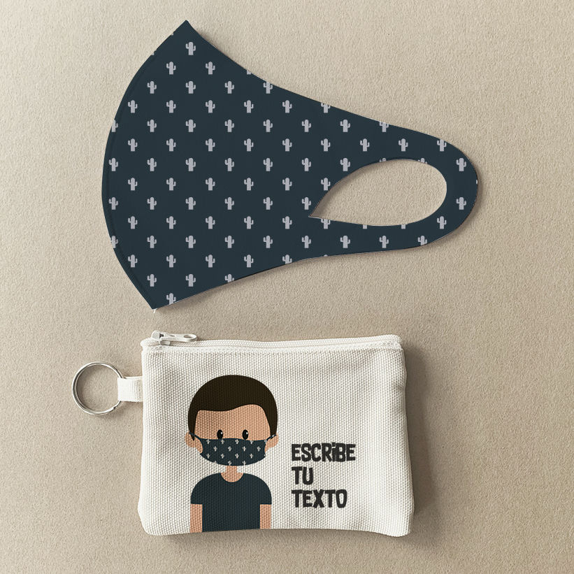 Mascarilla + Estuche Cactus oscuro