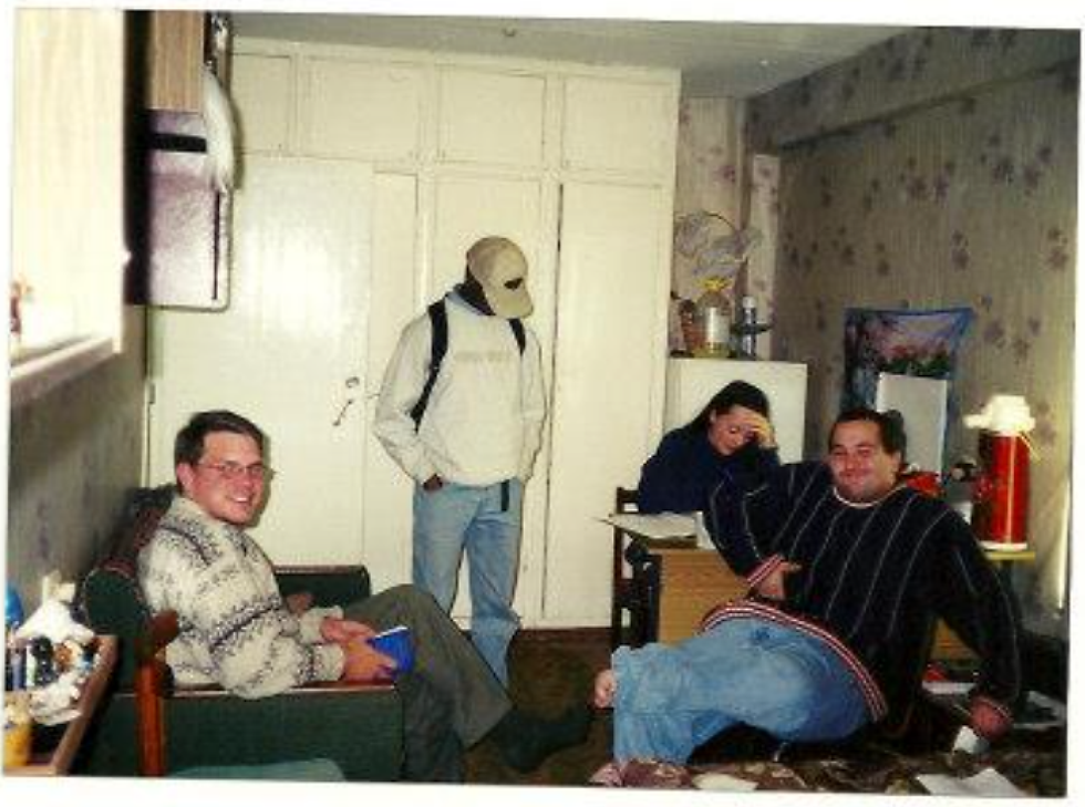 Andrew and fellow students in the university dormitory in Volgograd. Fall 1998.