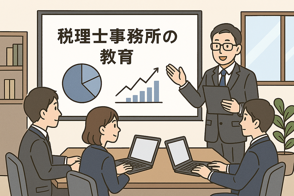 教育を仕組み化することで業績を伸ばす税理士事務所のイラスト