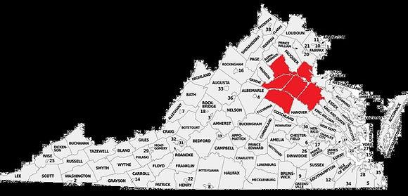 Map of areas H2O services plus surrounding counties