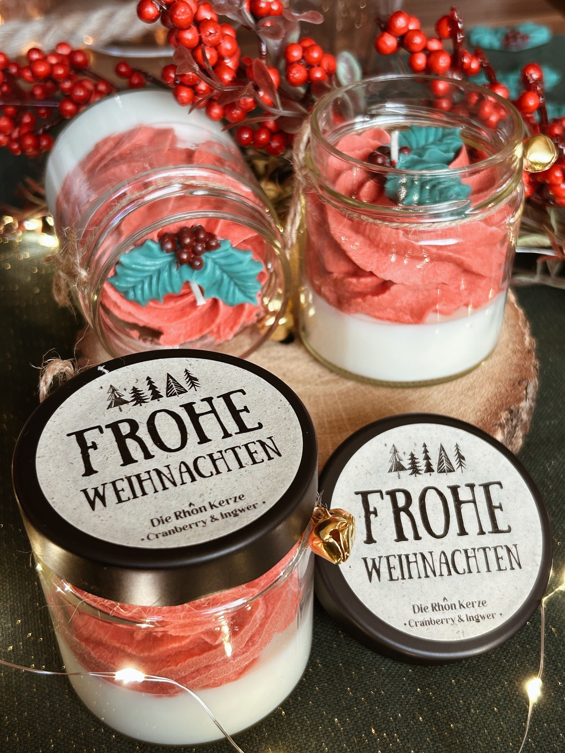 'Frohe Weihnachten' Kerze