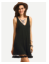 Thumbnail: Tassel hem V Neck Open back shift dress