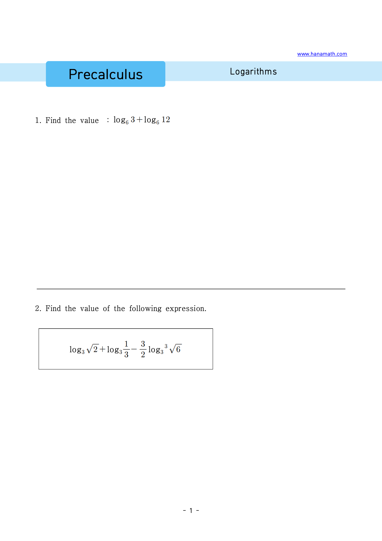Convert Log To Exponential Worksheet.pdf Exponential and Logarithmic Functions worksheets pdf | Hana Math