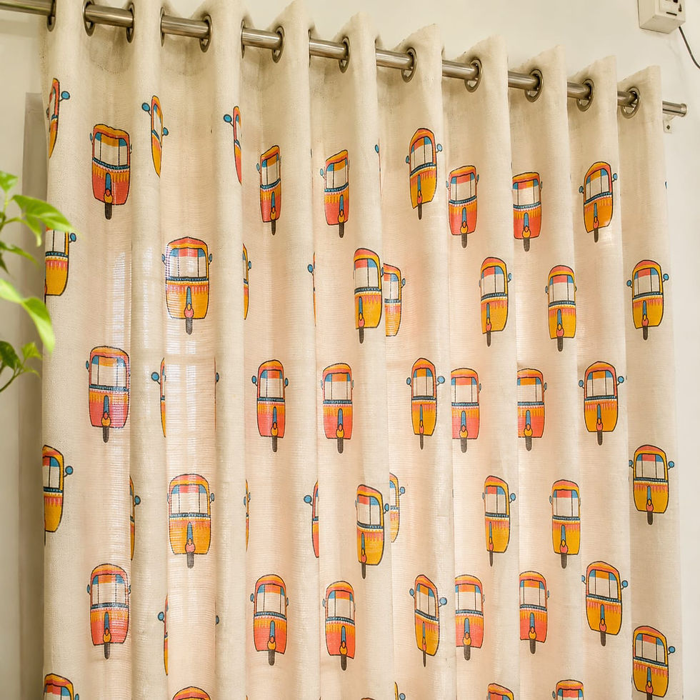 Thumbnail: Vintage Auto Ride Printed Cotton Curtain