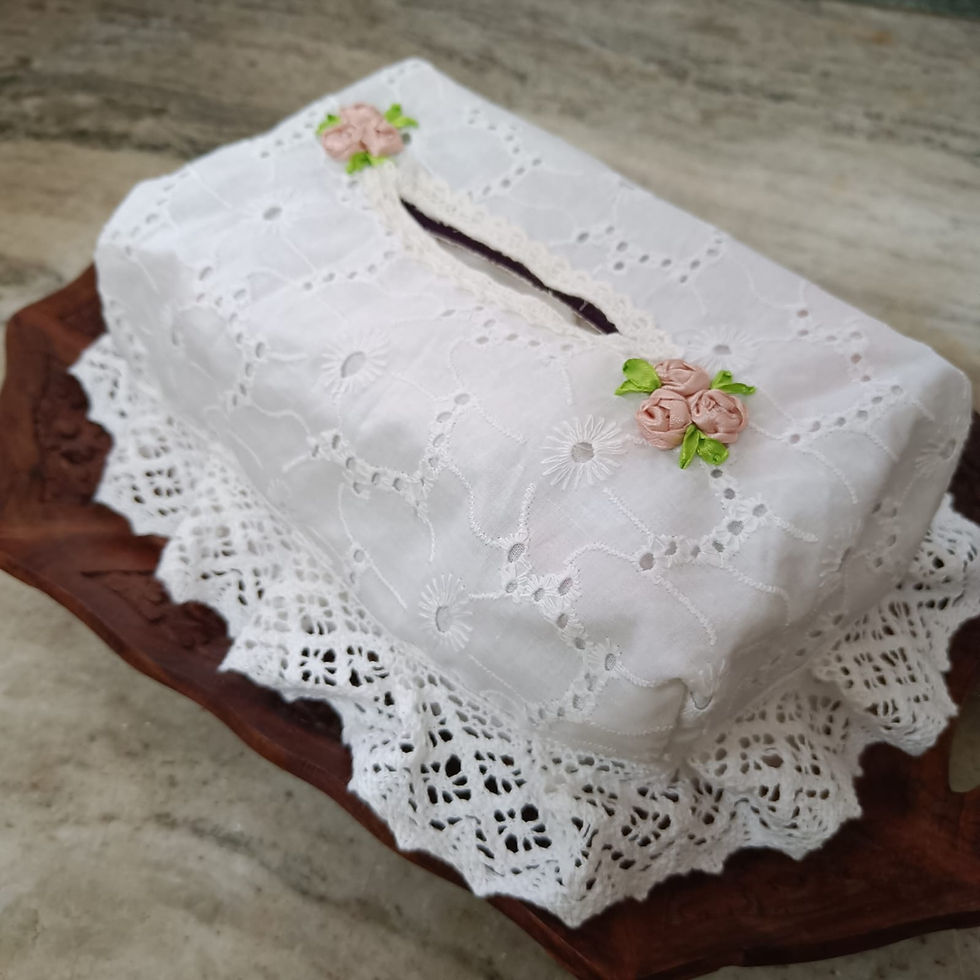 Thumbnail:  Hakoba Tissue Box Cover with Ribbon work