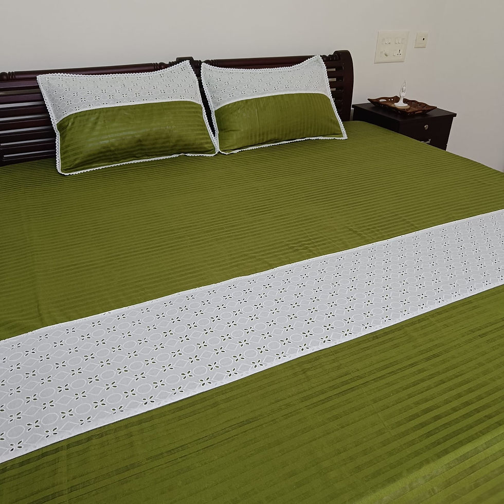 Thumbnail: Premium Cotton Designer Bedsheet with Hacoba detailing