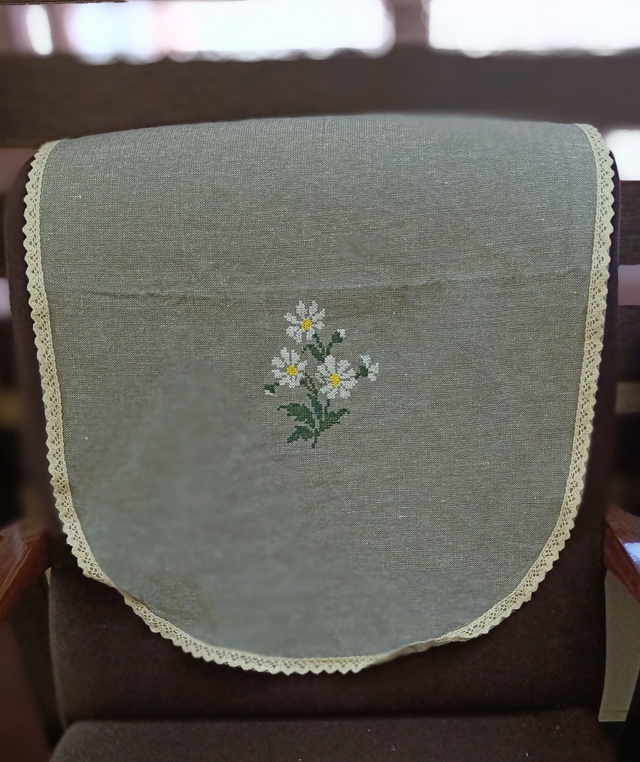 Embroidery Sofa  Chair Back cover  3 seater