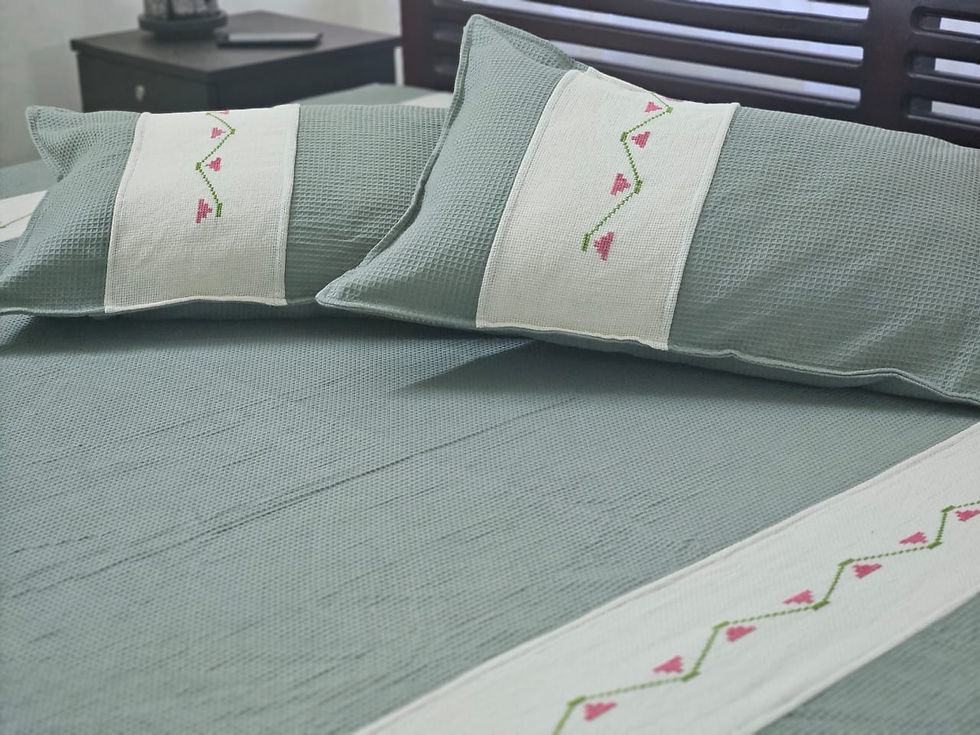 Thumbnail:  Honeycomb Cotton Hand Embroidery Bedsheet