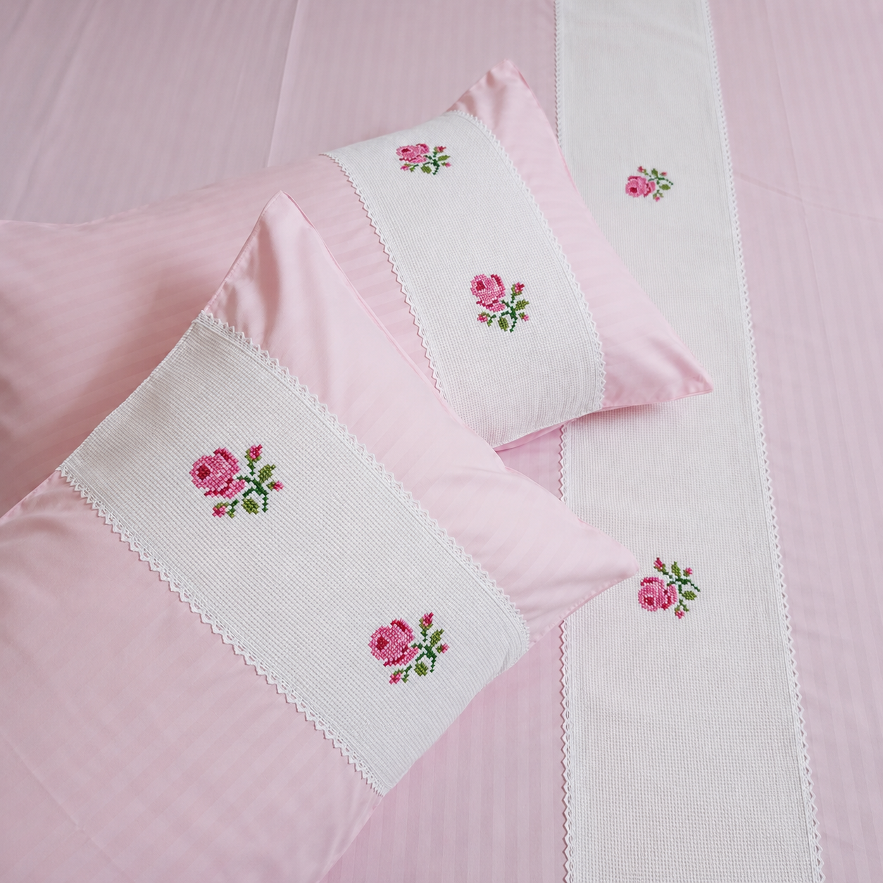 Premium Cotton Hand Cross stitch Bedsheet