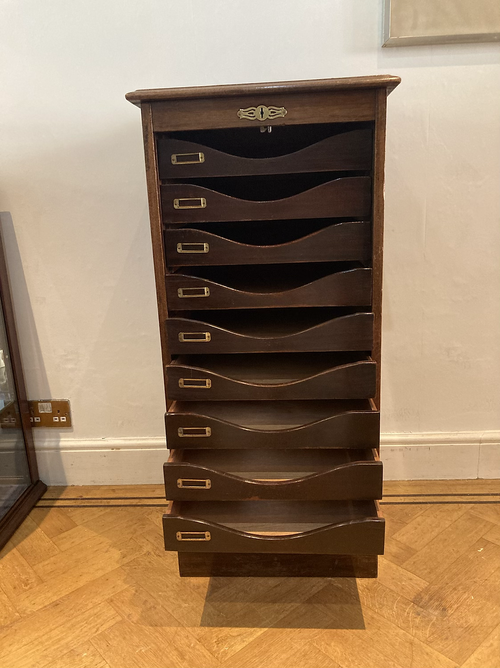 Thumbnail: Antique Tambour Filing Cabinet