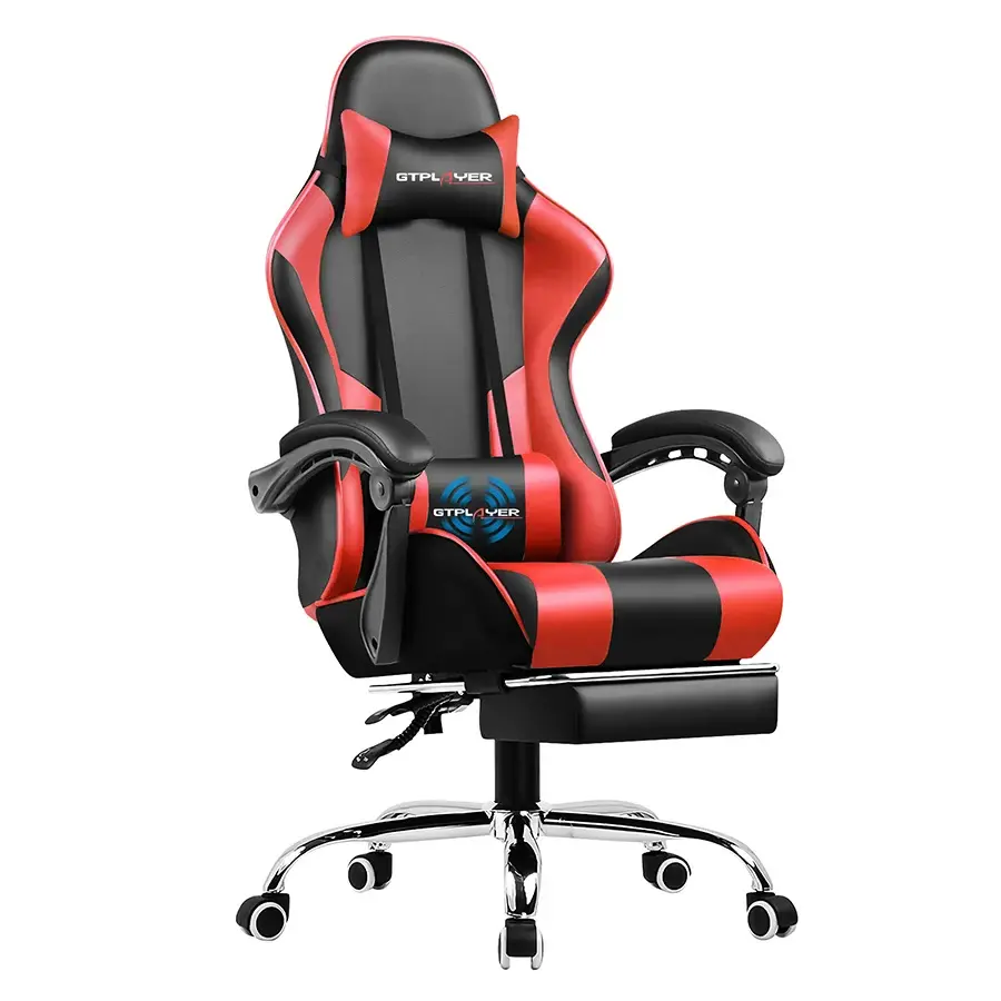 Thumbnail: GTPLAYER Gaming Chair With Footrest, Lumbar Support, Adjustable Height, Swivel