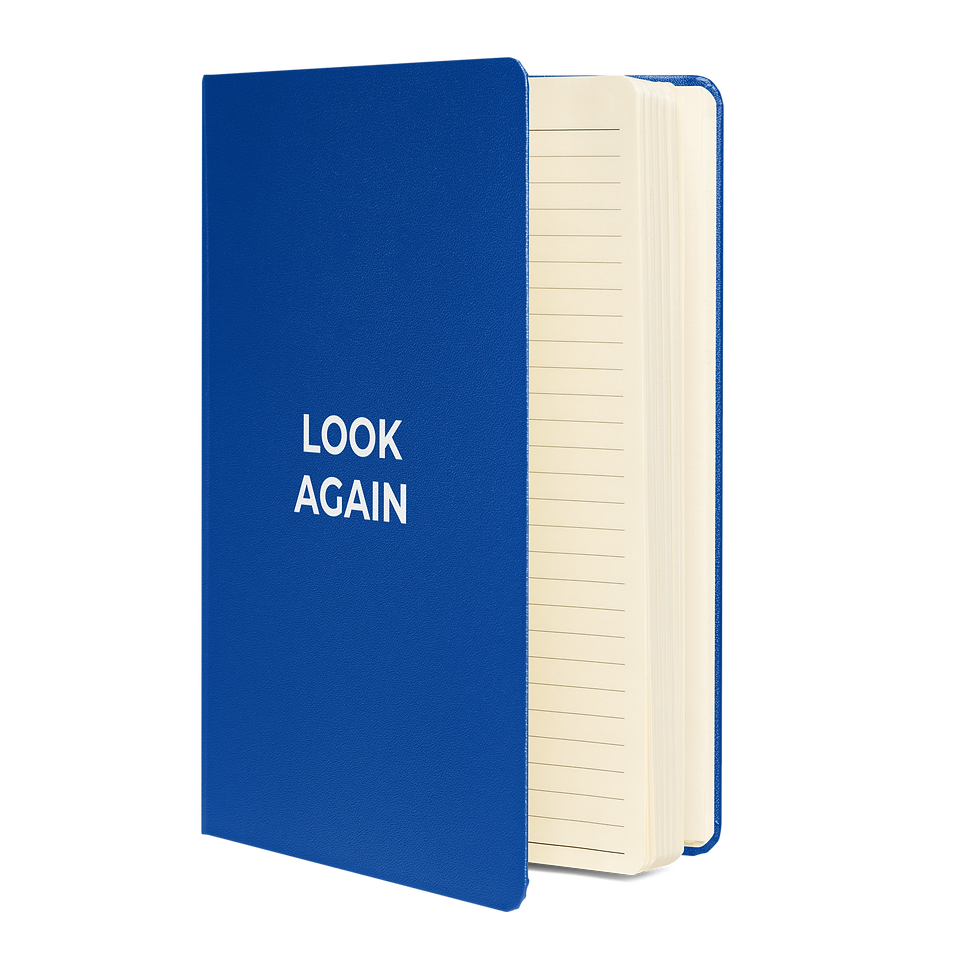 Royal Blue Collection hardcover notebook featuring the statement LOOK AGAIN.