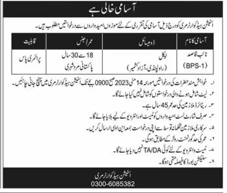 Pakistan Army Station Headquarters Jobs 2023                  May/2/2023
