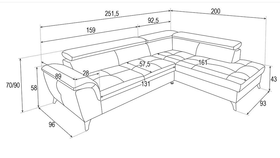 Miniatură: Canapea colțar extensibil cu spațiu de depozitare ALDEIA, model personalizabil