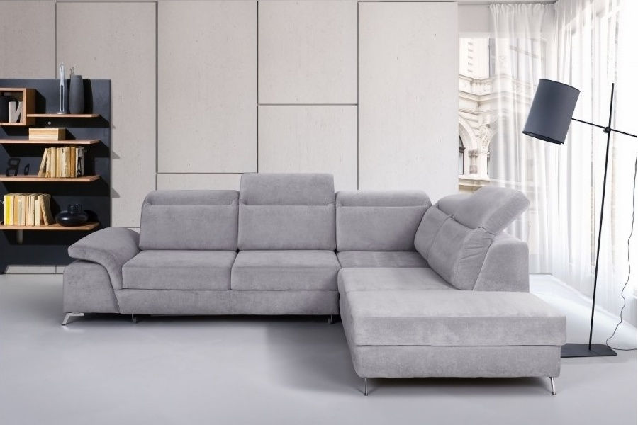 Miniatură: Canapea extensibilă cu sezlong, spațiu depozitare, CALVARO, model personalizabil