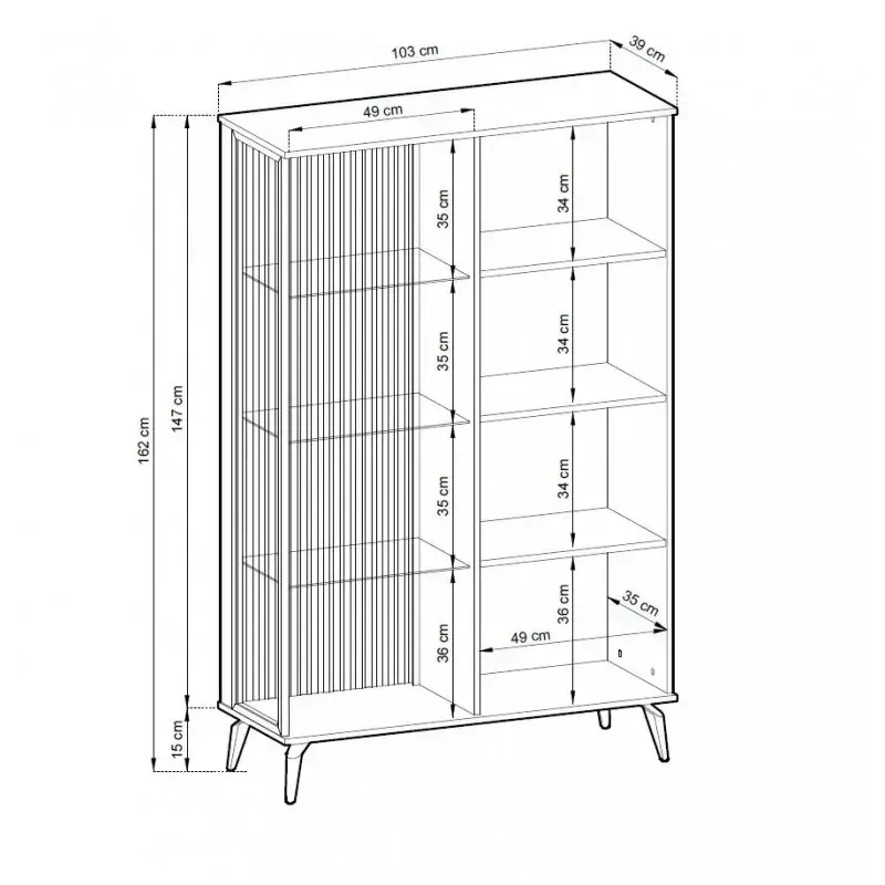 Miniatură: Vitrină VICI WT103, finisaj nuc warmia