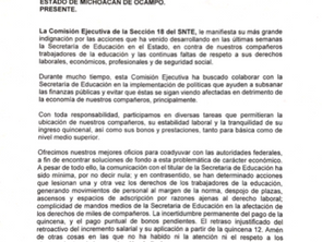 Indignado el SNTE llama la atención del gobernador Silvano Aureoles