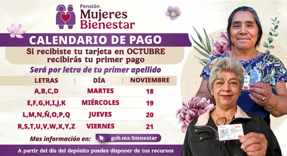 Hoy inicia pago a nuevas beneficiarias de la Pensión Mujeres Bienestar