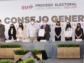 Entregó IEM constancia de mayoría del proceso electoral para Gobernador al C. Alfredo Ramírez B.