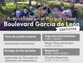 Invitan a jornada de actividades saludables y educativas en el Boulevard García de León