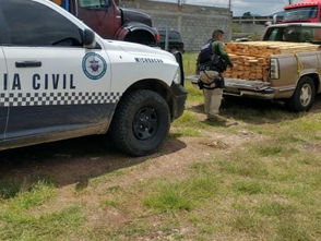 SSP asegura en Hidalgo vehículo cargado con materia prima, al parecer de procedencia ilícita