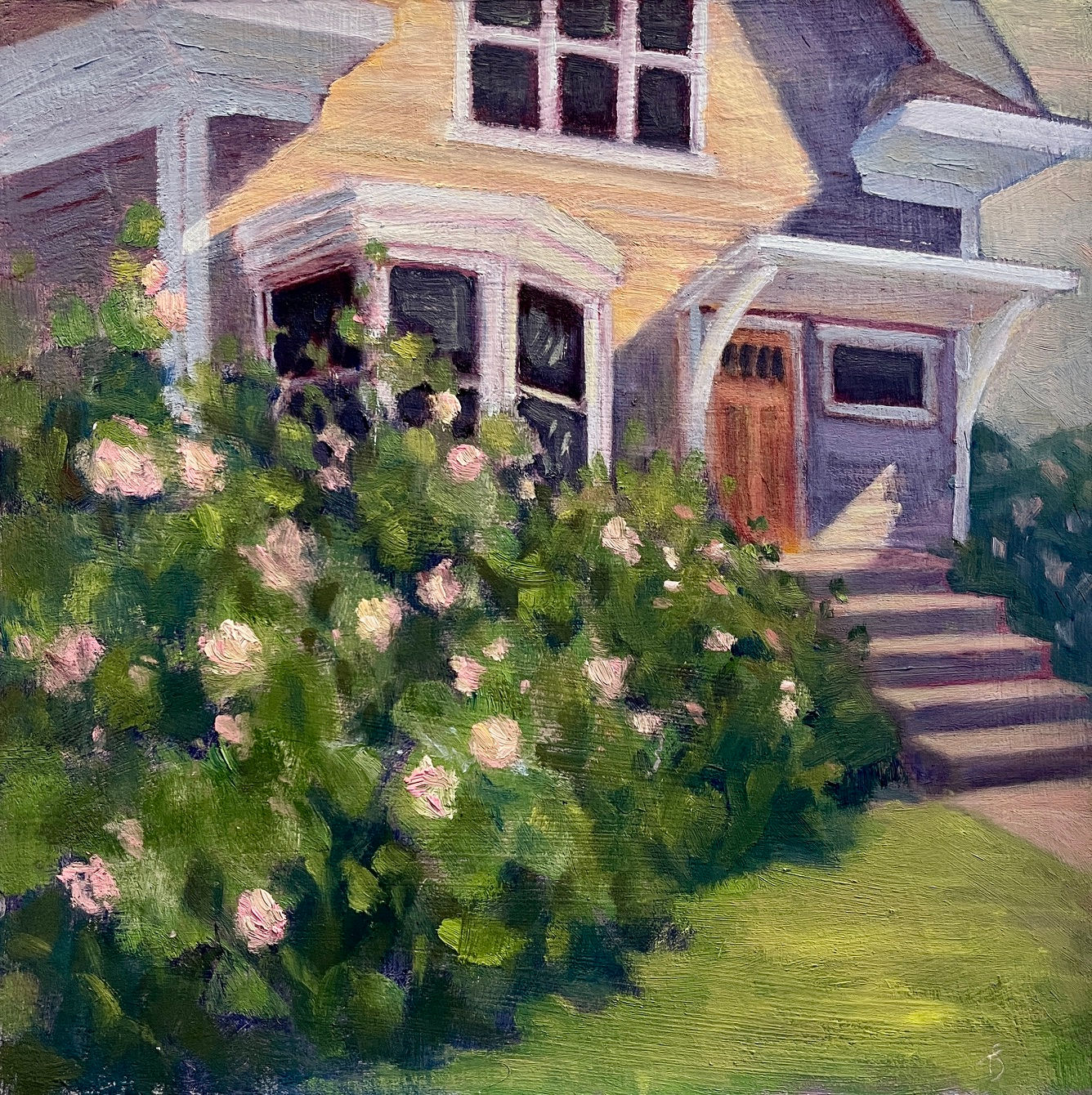 Craftsman House with Wild Roses