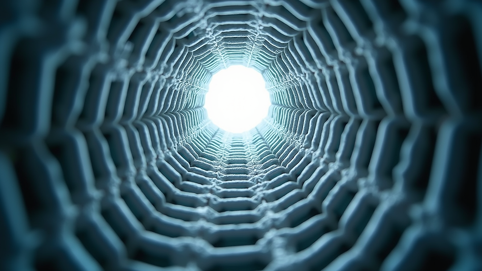 High angle view of clean air ducts inside a residential HVAC system