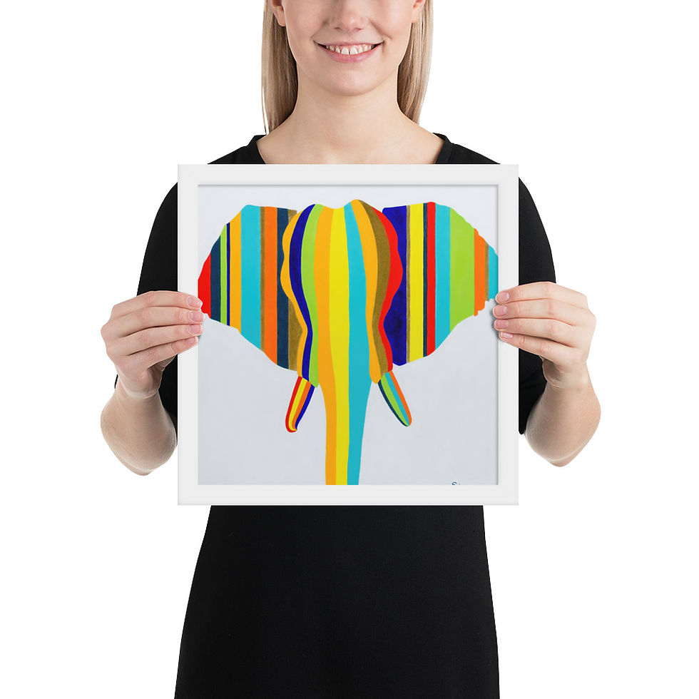 Thumbnail: 'Elephant in Stripes' - Framed