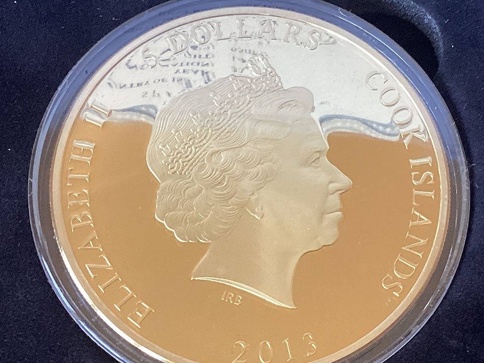 Thumbnail: 2013 COOK ISL PRINCE GEORGE OF CAMBRIDGE $5 PHOTOGRAPHIC 65mm GOLD PLATED PROOF