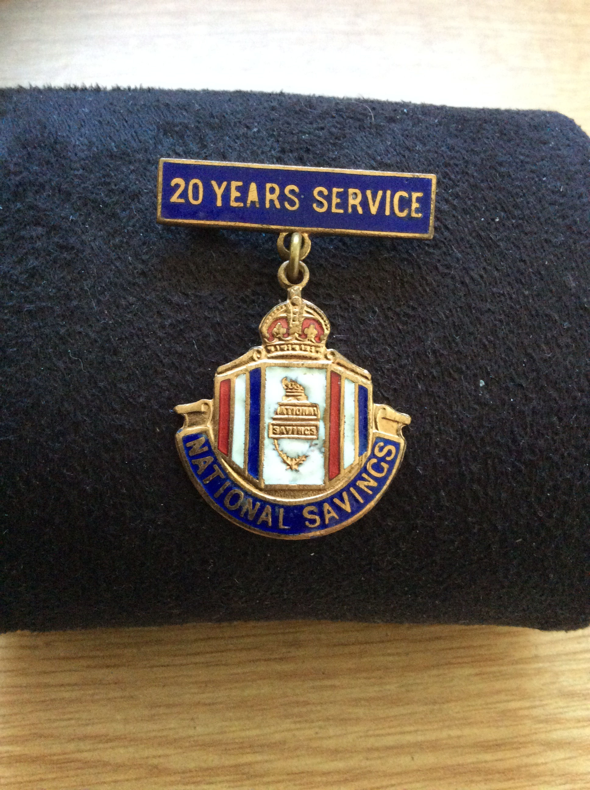National Savings 20 Years Service Badge by Fatorini of  Birmingham