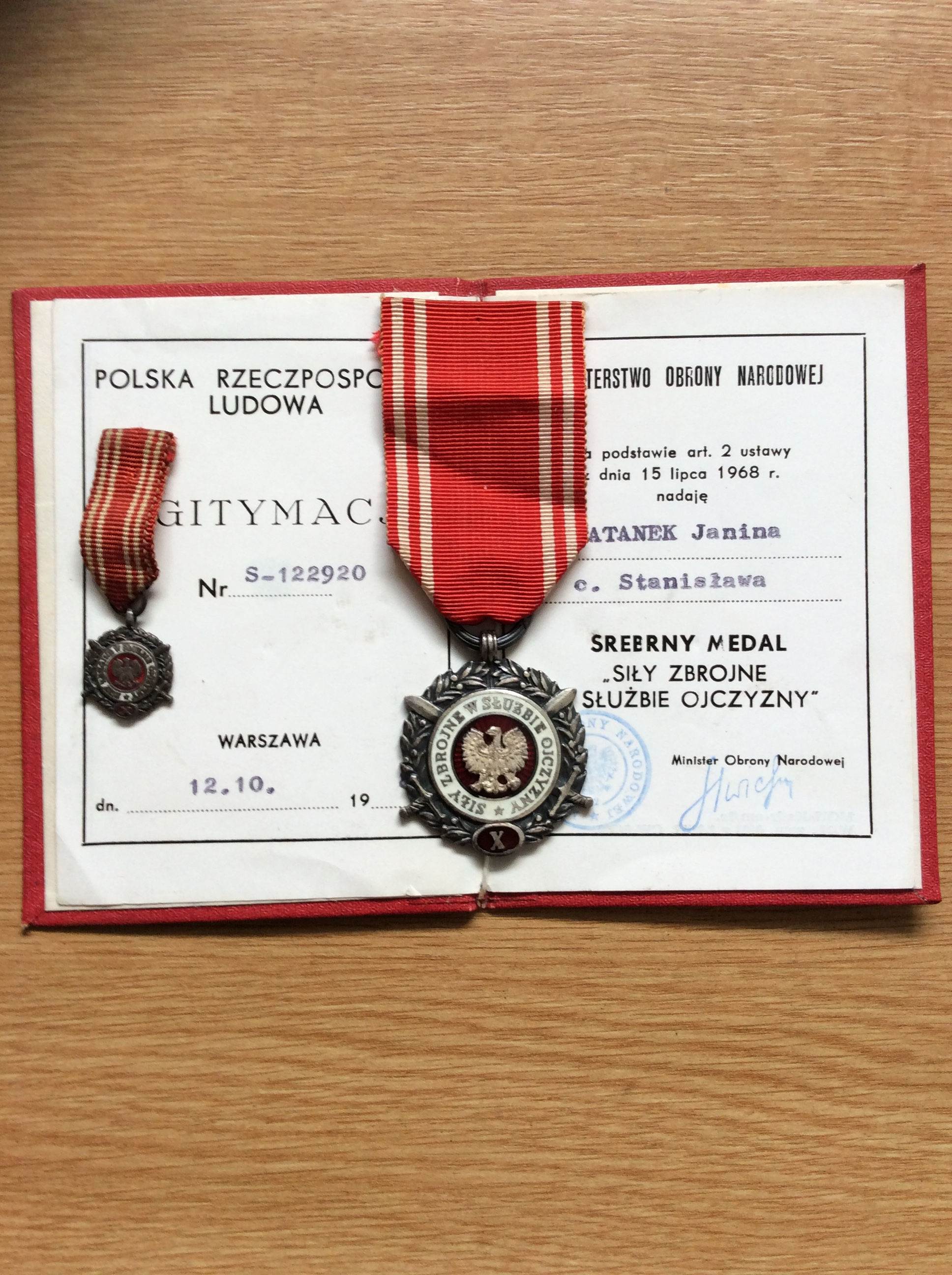 Poland Armed Forces 10 Years Long Service Medal with Miniature and Document
