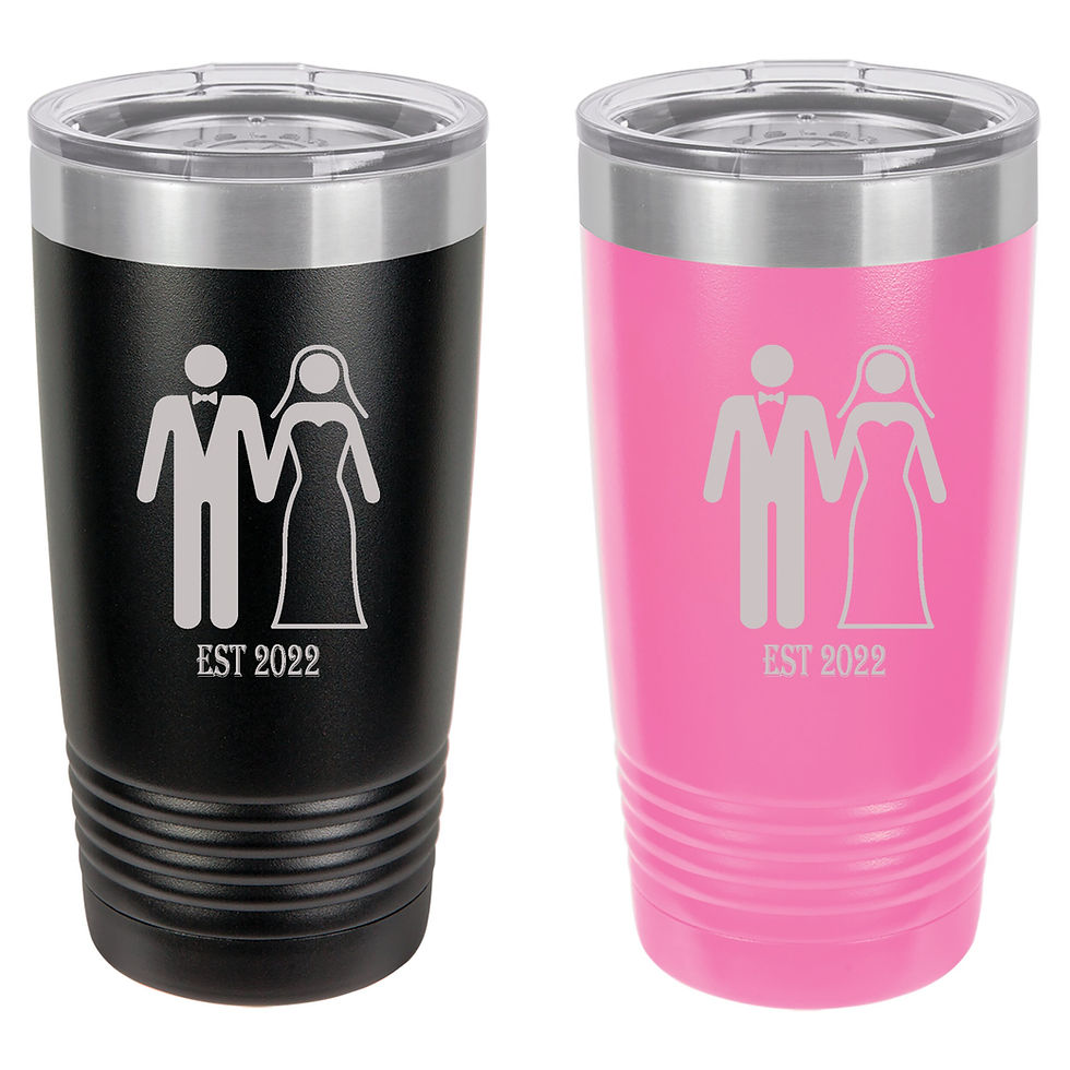 Thumbnail: Wedding Tumblers | Personalized Beverage Tumblers | Bride and Groom Gift Set