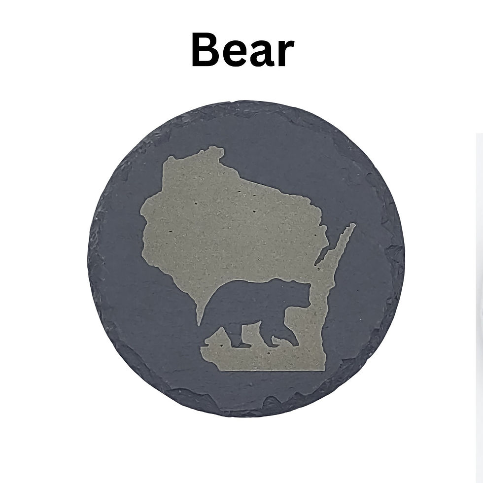 Thumbnail: Wisconsin Sportsman Coasters | Round Slate Drink Coasters | Wisconsin Outdoors G