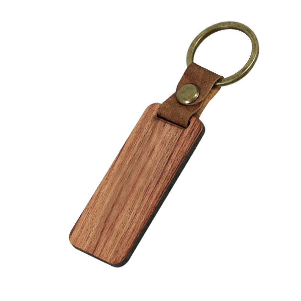 Thumbnail: Wood Keychain With Leather Band