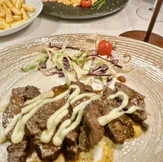 Beef Cheeks Stewed in Chianti and Seafood Risotto