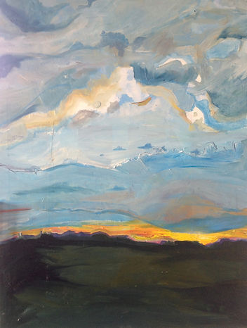 Lanscape painting oil paiting uncanny sunset