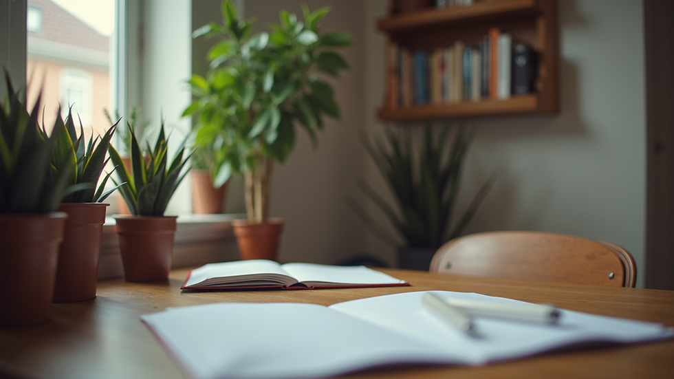 Eye-level view of a study corner with organized materials