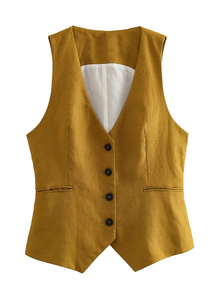 Thumbnail: Willshela Women Fashion Two Piece Set Khaki Tank Tops & Straight Leg Pants Vinta