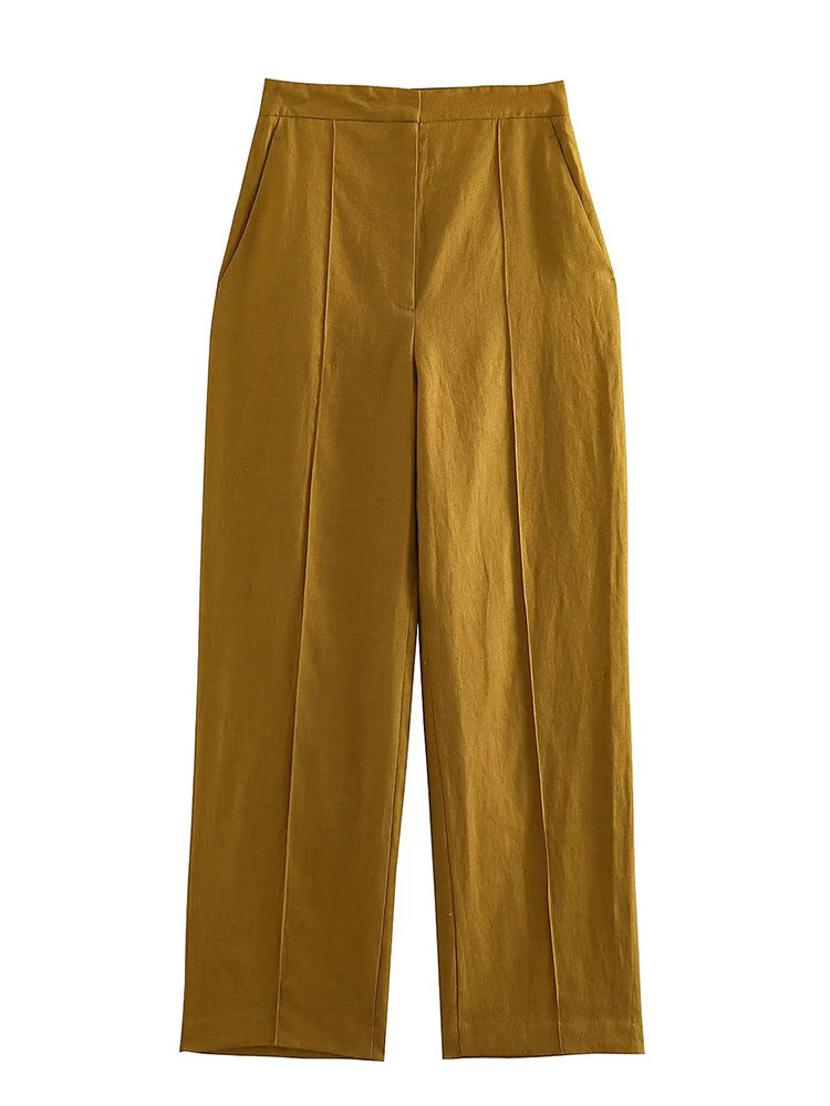 Thumbnail: Willshela Women Fashion Two Piece Set Khaki Tank Tops & Straight Leg Pants Vinta