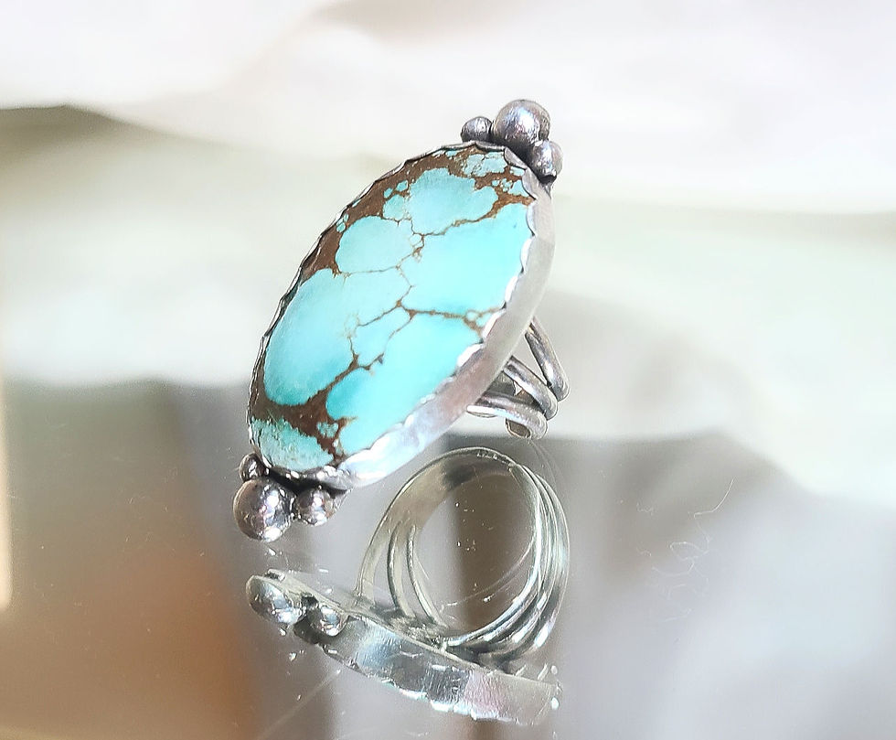 Thumbnail: Fauna Turquoise Adjustable Ring sz 8-10